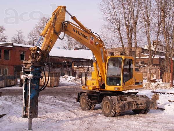 Услуги гидромолота на базе колёсного экскаватора Hyundai